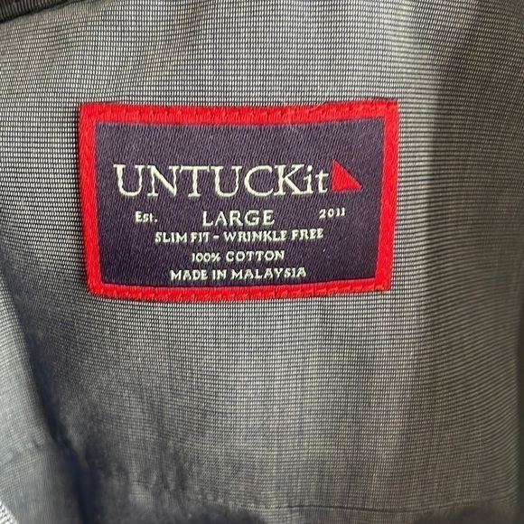 untuckit button down shirt slim fit wrinkle free blu sz large career event - Picture 2 of 10